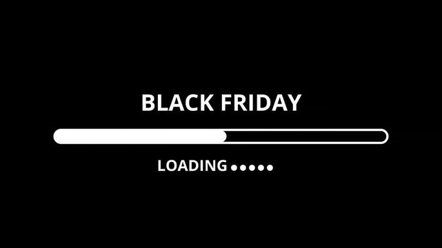 Black Friday loading Animation with white loading bar in black screen