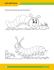 Prewriting skills, line practice sheet for kindergarten, Handwriting practice for kids. Fine motor skills. Line tracing worksheet. Activity page for kids. Coloring page for preschool.