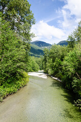 A rivulet with crystal clear water flowing down the mountains - tributary of Kettle River, BC, Canada