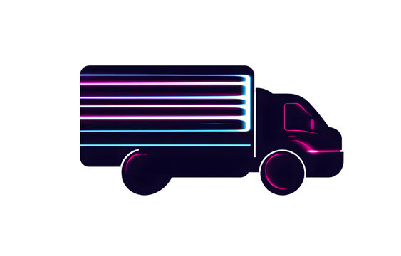 recommend clip art: Fast moving shipping delivery truck line art vector icon for transportation apps and websites
