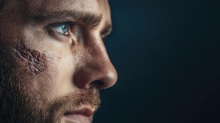 Man with visible scar from infection, representing longterm health challenges