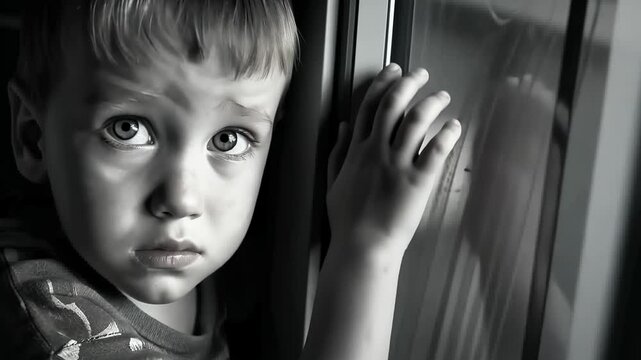 The unseen battle: a child shielding themselves from parental conflict, illustrating the emotional scars and the silence of suffering within the household, highlighting trauma, need for intervention.