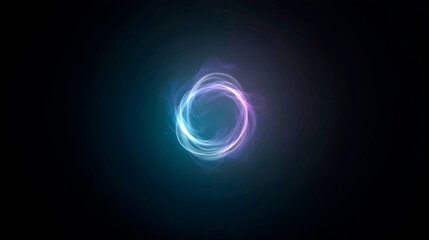 Minimalist digital art with electric smoke wisp forming a circle on a dark background
