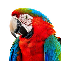 Naklejka premium Colorful Macaw Parrot Isolated on Transparent Background in Natural Pose
