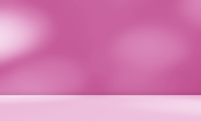 Fototapeta premium Empty purple pink red magenta room studio with leaves shadow effect overlay. Sunlight effect shadows through window. Product presentation display room. Cosmetic showroom. Minimal mock up backdrop.