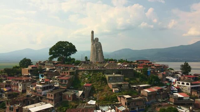 Janitzio Island's Majestic Mountain and Clouds from Above, Mexico