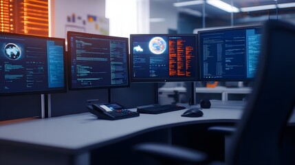 Modern Office Workstation with Monitors
