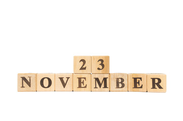 Wooden November 23. Arab Spring, Yemeni, Vietnam Civils, Doctor Who Day, National Adoption Day