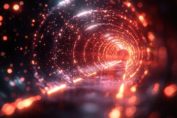 Obraz premium Abstract Tunnel of Glowing Red and White Lights