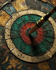 Fototapeta premium story concept meaning design Dart hitting the bullseye on dartboard. illustration