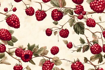 Raspberry seamless pattern