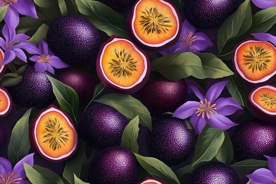Passion fruit seamless pattern
