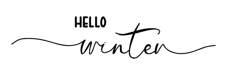 Vector illustration hand Lettering Hello WINTER for icon, logo, badge, cards, poster, banner