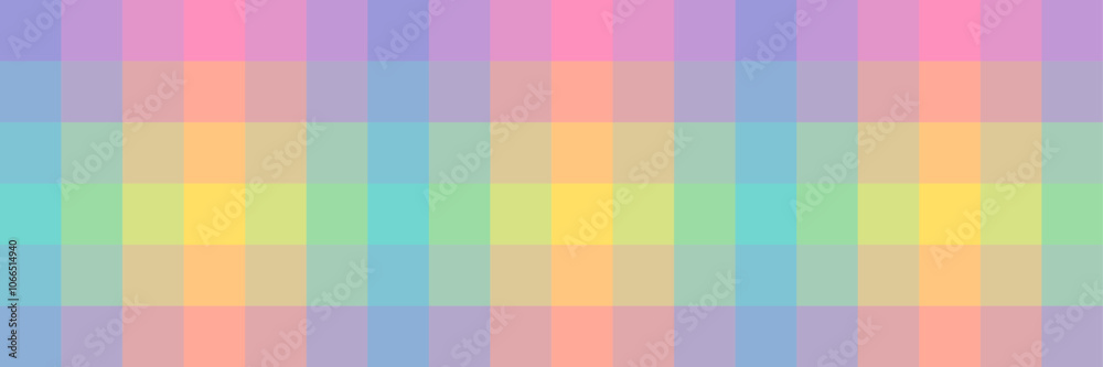 Poster Abstract pixel color gradient checkered banner, vector background, horizontal cover design