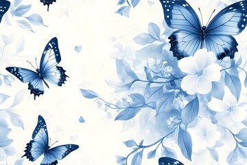 Garden butterfly ballet seamless pattern