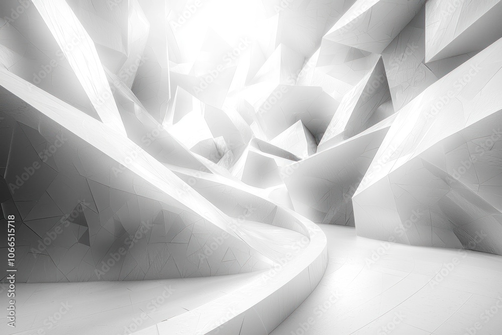 Aufkleber abstract white geometric structure with curved pathway