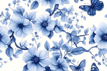 Obraz premium Butterfly vine veil seamless pattern