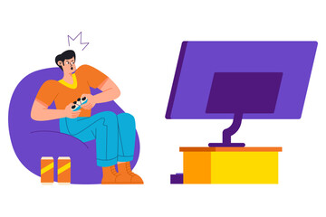 A Man Recording Gameplay On A Computer For Streaming Content Illustration