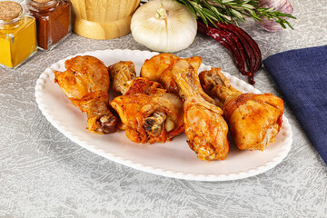 Raw marinated chicken drumstick for cooking
