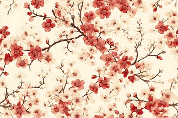 Victorian cherry blossoms pattern