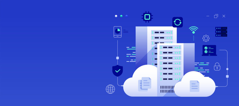 Cloud data center, Cloud computing concept illustration Banner