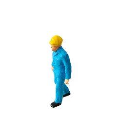 Miniature construction worker  isolate on white background with clipping path