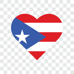 Puerto Rico flag love shape. Vector illustration