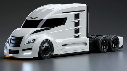 Sleek and modern, this futuristic truck design showcases sharp lines and an aerodynamic shape, making it suitable for advertisements in the automotive industry or tech-related marketing materials,
