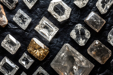 Beautiful diamonds on a black background