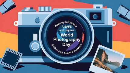 Obraz premium A Camera Illustration Wishing Everyone a Safe and Joyous World Photography Day