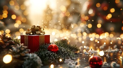 Composition of a Christmas Gift and New Year's Decorations

