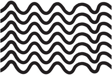 Black bold grunge wavy lines. Abstract zigzag textured brush wave vector strokes.