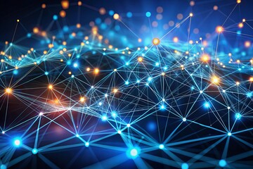 Obraz premium a blue background with a network of dots and dots