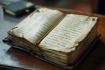 Bible open with handwritten notes