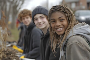 Fototapeta premium Teen group volunteering in community