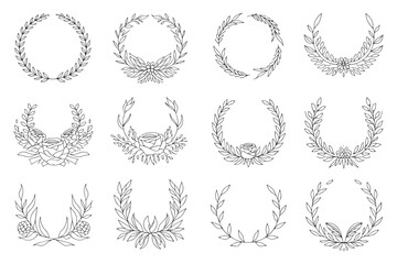 vintage greenery wreaths with roses watercolor floral frames vector pack