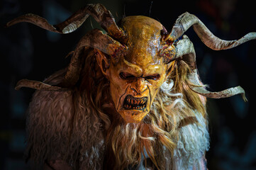 Krampus, Christmas Devils, coming out of the Cave del Predil mine.