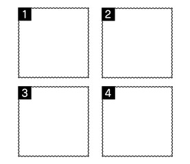 数字の入ったシンプルな波線のフレーム　ベクター
