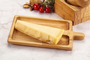 Hard parmesan cheese piece triangle