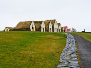 Traditional turf houses of Glaumbaer in Northern Iceland.