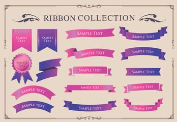 クリスマスのカラフルなリボン素材