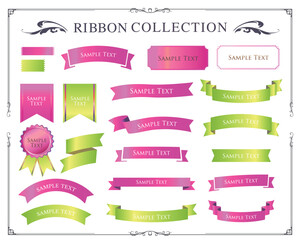 クリスマスのカラフルなリボン素材