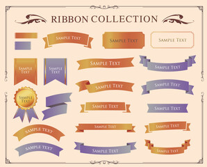 クリスマスのカラフルなリボン素材