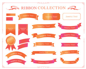 クリスマスのカラフルなリボン素材