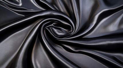 Fototapeta premium Luxurious black silk satin or velvet silk fabric creates an elegant and sophisticated atmosphere, perfect for various creative projects, with ample copy space for design elements.