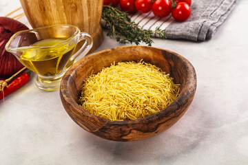 Raw dry Italian pasta Vermicelli