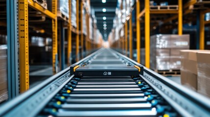 A smooth workflow in a high-tech warehouse, with automated systems ensuring efficient sorting and processing
