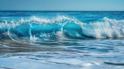 Gentle waves create a serene sea of blue, offering a tranquil atmosphere. The peaceful movement of these gentle waves enhances the beauty of the blue sea, inviting calm vibes.