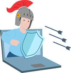 Fototapeta premium Internet Security Guard, Virtual Protection, Protecting Your Data, Digital Defender, Cyber Security. The concept of this illustration is internet security or cybersecurity.