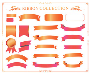 Ribbon decoration design set and antique borders and frames designけ
